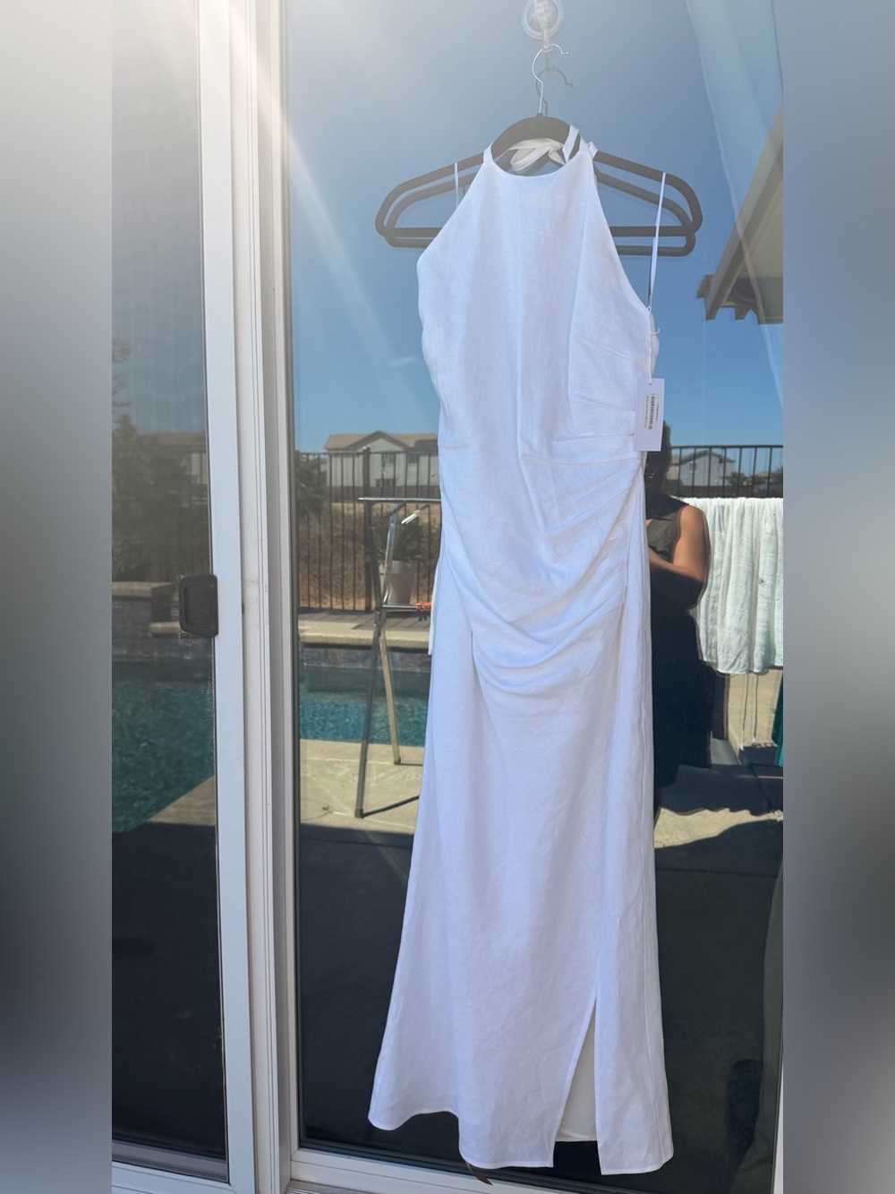 Reformation Sadey Linen Maxi Dress White Size 12 NWT